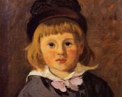 克劳德 莫奈 : Portrait of Jean Monet Wearing a Hat with a Pompom